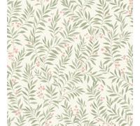 Maison Green Pink Floral Wallpaper Grandeco Paste The Wall White Vinyl Textured