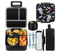 MAISON HUIS Bento Lunch Box with 8oz Soup Thermo, 5-Compartment Leak-Proof Container, Thermo Hot Food Jar and Insulated Lunch Bag, BPA Free,Travel, School