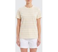 MAISON KITSUNÉ Striped Cropped Lyocell T-Shirt with Embroidered Logo - Size: S - female