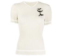 Maison Margiela floral-appliqué ribbed top - Neutrals XS