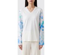 MAISON MARGIELA Floral-Print V-Neck Long-Sleeved Cotton T-Shirt - Size: S - female
