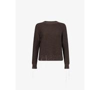 Maison Margiela Womens Maison Margiela Loose-Threads Raglan-Sleeve Wool-Blend Jumper Brown L