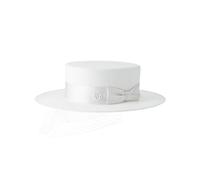 Maison Michel Kiki canotier hat with satin-ribbon - White S-M-L