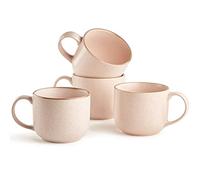 Maison Neuve Riverside Collection 4-Piece Mug Set - 19 Oz.Hand Crafted Ceramic Stoneware Mug Set, Modern Dining Mugs, Large & Multipurpose Shape Mugs, Microwave & Dishwasher Safe - Rosewater Pink