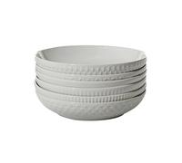 Maison Neuve Set of 6 White Ceramic Bowls - 34oz Big Salad Plates, Pasta Bowls - White Soup Bowls, Gift Set, Entree Dinner Dining Plates for Eating