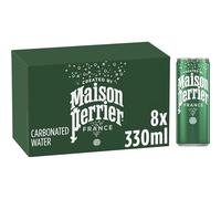 Maison Perrier Plain Sparkling Water cans 8x330ml | Crisp sparkling water with signature refreshing bubbles,crafted in the South of France for a clean-tasting refined experience