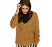 Maison Scotch Deep V-Neck Soft Womens Knit Jumper - Colonel Yellow Melange - XL