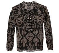 Maison Scotch Sheer Printed lace Up Eyelet Details Womens Top - Combo A - M