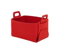 Maison Serene Premium Foldable Felt Storage Basket with Handles, Mediumulti-Purpose Organizer Bin for Toys, Clothes, Blankets, Bedroom, Living Room, Office & Nursery, RED, Small