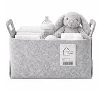 Maison Serene Premium Foldable Felt Storage Basket with Handles, Mediumulti-Purpose Organizer Bin for Toys, Clothes, Blankets, Bedroom, Living Room, Office & Nursery, GREY, Medium