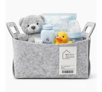 Maison Serene Premium Foldable Felt Storage Basket with Handles, Mediumulti-Purpose Organizer Bin for Toys, Clothes, Blankets, Bedroom, Living Room, Office & Nursery, GREY, Small