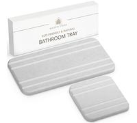 Maison Stone Bathroom Tray w/Bonus Vanity Tray. Absorbent Multipurpose 8x4 Countertop. Perfume. Kitchen Soap. Time Saving Bathroom Counter.