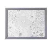 Maison & White Classic Floral & Butterfly Grey Lap Tray | M&W | Dinner Serving Tray for Snacks & Drinks | Cushioned Laptray | Bean Bag Padded Gift | Nature