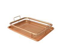 Maison & White Copper Crisping Basket & Baking Tray Set, Non-Stick, 2-Piece, 32cm x 22.5cm x 8cm, Dishwasher Safe, Kitchen Crisping Set