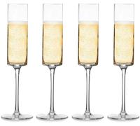 Maison & White Edge Champagne Flutes - Set of 4 | Flat Bottom Wine Glasses | Prosecco Glass | Christmas Drinking Glasses | Square Champagne Flutes | M&W (Clear)