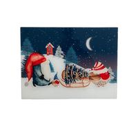 Maison & White Festive Forest Friends Glass Worktop Saver | M&W | Cutting Board with Rubber Feet | Christmas Gonks & Robins | Kitchen Mat