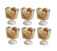 Footed Glass Dessert Bowls Set of 6 (300 ml) - Trifle, Pudding, Sundae & Prawn Cocktail Serving Bowls - Dishwasher Safe Stemmed Dishware - M&W