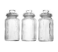 Maison & White Vintage Airtight Glass Jars - Set of 3 | Traditional Sweet Jar Storage Containers | Preserving Kitchen Jars | Ideal for Tea, Coffee & Sweets | M&W