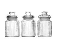 Maison & White Vintage Airtight Glass Jars - Set of 3 | Traditional Sweet Jar Storage Containers | Preserving Kitchen Jars | Ideal for Tea, Coffee & Sweets | M&W (990ml)