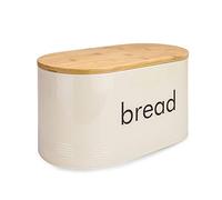 Maison & White Vintage Pastel Bread Bin | Cream | Rectangular | 21 cm (L) x 35 cm (W) x 10 cm (H) | Includes Bamboo Bread Cutting Board Lid