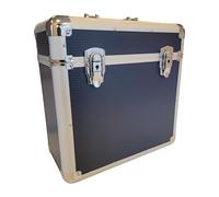 Maison & White Vinyl Record Storage Case - Aluminium DJ Box Holds 50 LPs - Secure Locking Chest for 12” LPs, Albums & Singles - Heavy Duty Collector Case with Handle - Blue Audio Storage - M&W