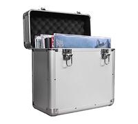 Maison & White Vinyl LP Storage Case | Aluminium DJ Box | Record Collection Chest | Heavy Duty Safe Box | Holds 50pcs | M&W (Silver)