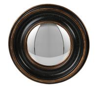 MAISONICA 23cm Mottled Black & Gold Convex Wall Mirror - Porthole Bubble Design