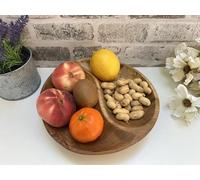 MAISONICA 25cm Wooden Bowl - Yin & Yang Style Teak Root Fruit Nuts Storage Name Plaque