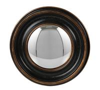 MAISONICA 29cm Mottled Black & Gold Convex Wall Mirror - Porthole Bubble Design