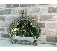 MAISONICA 30cm Distressed Silver Baroque Crown Wall Mirror - Shabby Chic