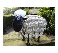 MAISONICA 40cm Black & White Metal Sheep Garden Ornament Fun Funky Figurine