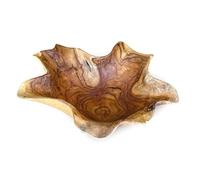 MAISONICA 45cm Heavy Teak Root Wooden Bowl - Beautiful Scalloped Design Fruit Nuts