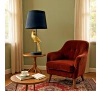 MAISONICA 47cm Gold Parrot Table Lamp Light w/Black Shade & Gold Inner E27 60w Bulb