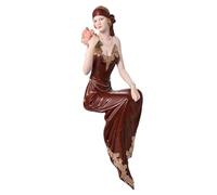 MAISONICA Broadway Belles Collectable Figurine Ornament Dark Berry Red w Flowers - Nancy Sitting