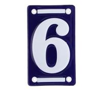MAISONICA French Blue & White Number Door Numeral - Traditional Embossed Enamelled Sign Plaque - No 6