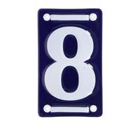 MAISONICA French Blue & White Number Door Numeral - Traditional Embossed Enamelled Sign Plaque - No 8