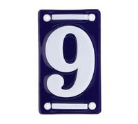 MAISONICA French Blue & White Number Door Numeral - Traditional Embossed Enamelled Sign Plaque - No 9