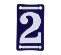 MAISONICA French Blue & White Number Door Numeral - Traditional Embossed Enamelled Sign Plaque - Number 2