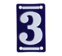 MAISONICA French Blue & White Number Door Numeral - Traditional Embossed Enamelled Sign Plaque - Number 3