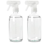 MAISONOVO Glass Spray Bottles For Cleaning Set of 2 - Clear 500ml Refillable Water Spray Bottle Glass, 16 Labels