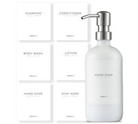 MAISONOVO Margaux Waterproof Labels for Plastic Bottles and Amber Glass Soap Dispenser 3.0"x3.35" Margaux Collection Peel & Stick Mix Pack - 6 Pieces