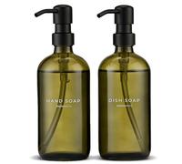 MaisoNovo Soap Dispenser 2-Piece Set | 16.9oz Green Bottles with Black Stainless Steel Pumps