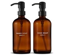 MaisoNovo Soap Dispenser 2-Piece Set | 500 ml Amber Bottles with Black Stainless Steel Pumps