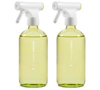 MaisoNovo Spray Bottle for Kitchen Set of 2 - Yellow 500ml Glass Spray Bottle and Refillable Empty Spray Bottles - with 16 Labels
