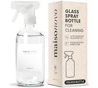 MaisoNovo Spray Bottles for Cleaning Set of 2 - Amber 500ml Glass Spray Bottle and Refillable Empty Spray Bottles - with 16 Labels