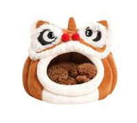 Maisons Et Dômes - Indoor Cat House in Lion Shape | Warm and Bed with Integrated Tunnel - Cat Nest <5 kg for Winter, Home, Balcony