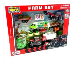 Maisto M12565M Mini Working Machines Super Farm Set Massey Ferguson die cast Model, Red