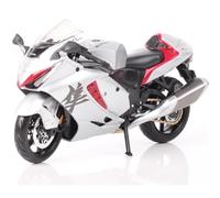 Maisto Suzuki Hayabusa (2022) 1:12 Scale Motorcycle Model with Suspension and Fold-Out Side Stand, Silver (5-21848)