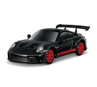 Maisto Tech RC Porsche 911 GT3 RS, 1:43 Scale Die-Cast Metal Drift Car, Black with Red Wheels, USB Charging, Remote Control Drifting Vehicle, For Ages 6+