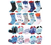 Maiteenly 10 Pairs Funny Ski Themed Crew Socks Novelty Winter Snowboarding Gift Ideas for Ski Lovers Skiers Men Youth Christmas Xmas Holiday, 10 Styles